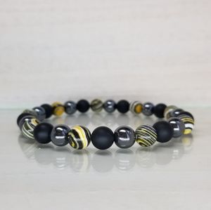 Yellow Malachite, Black Onyx & Hematite Bracelet